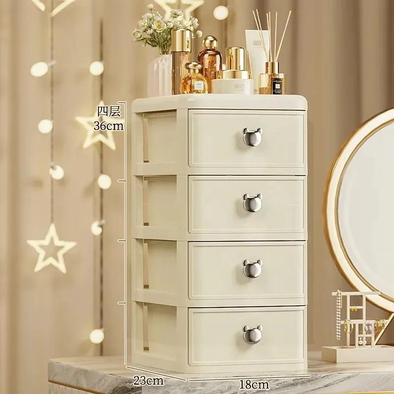 Мультяшный многослойный настольный органайзер Настольный ящик для хранения с пыленепроницаемым выдвижным ящиком для канцелярских товаров, косметики для офисного стола