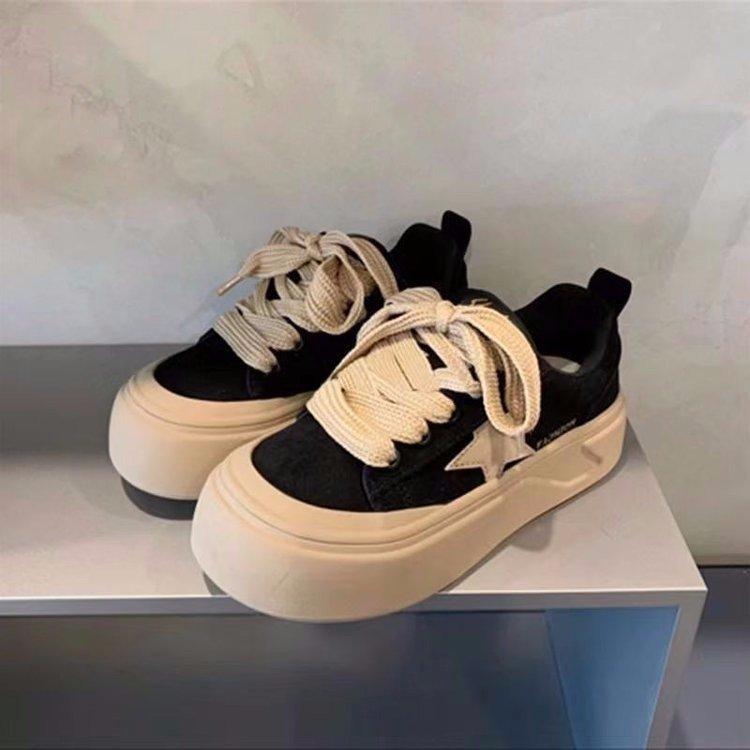 Популярные нишевые ретро туфли на толстой подошве с утолщением для женщин, весна 2025, новые студенческие универсальные спортивные туфли для моральной подготовки