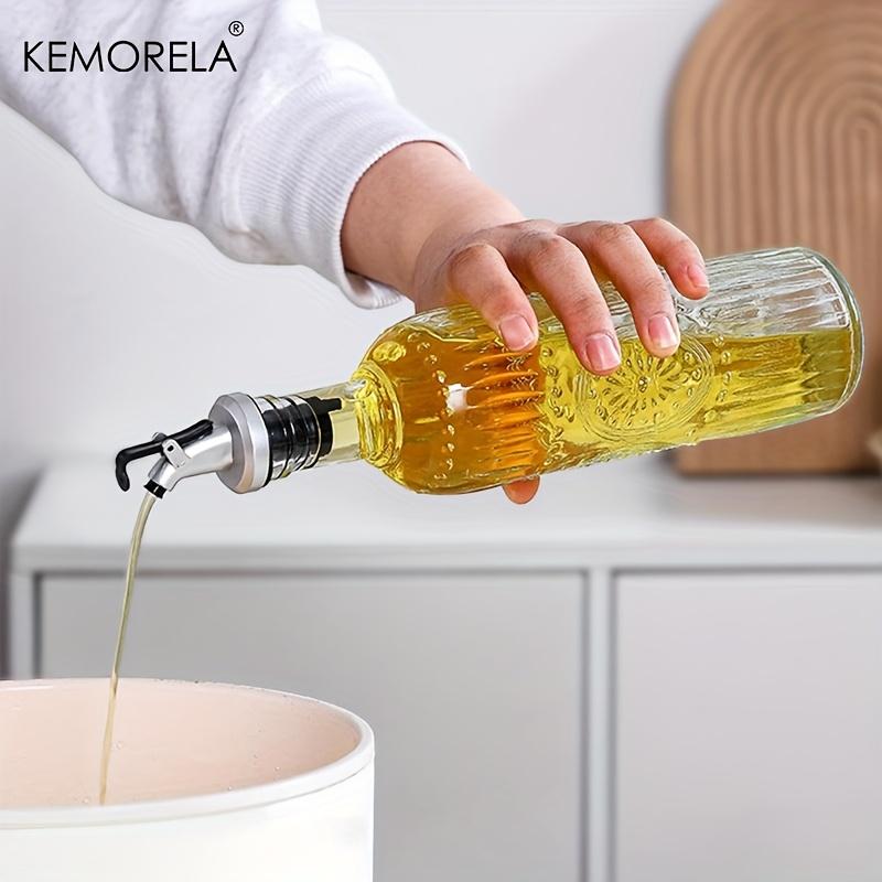 1PCS Oil Bottle Leak-Proof Glass Olive Oil Decanter Round with Pouring Spout, Cooking Oil Container Ideal Gift for Kitchen Tools