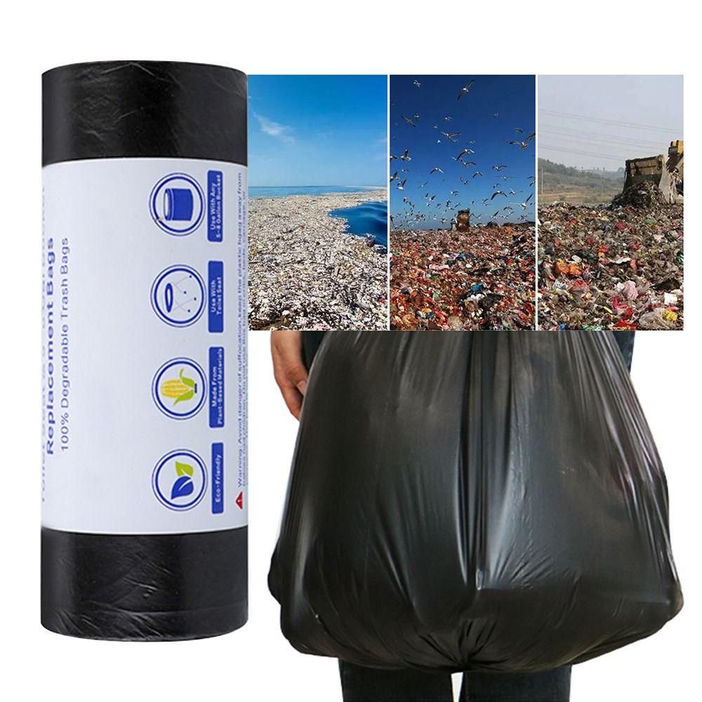 30Bags/Roll Trash Can Bin Garbage Bag Points Off Plastic Bags Rubbish Bag Bathroom Kitchen