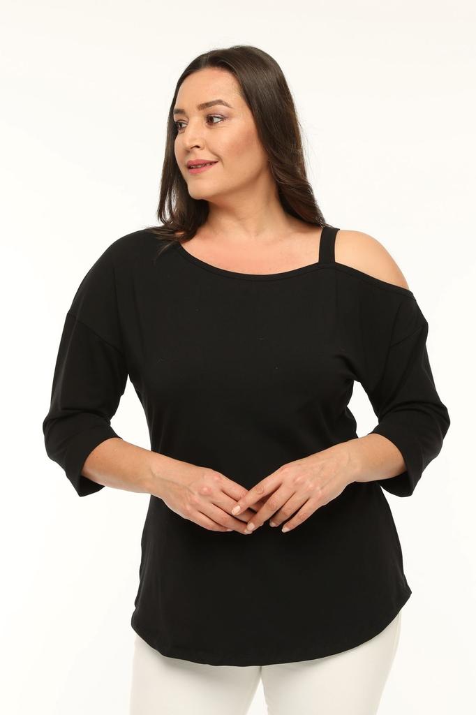 Женская блузка большого размера Асимметричная блузка на одно плечо больших размеров с лентой