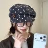 Women S Retro Button Octagonal Newsboy Cap Autumn Versatile Short Brim Hat
