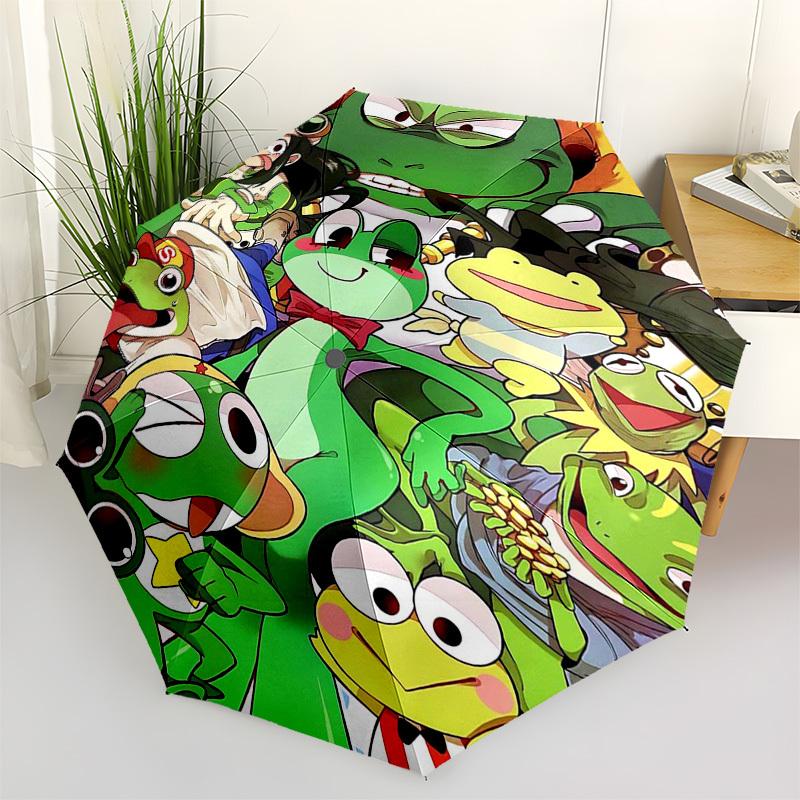 1pc Keroro Gunso Frog Outdoor Umbrella - Automatic Opening/Closing, Portable 3-Fold Design, 8-Rib Iron Frame, Perfect Gift for Fans, Travelers, Daily