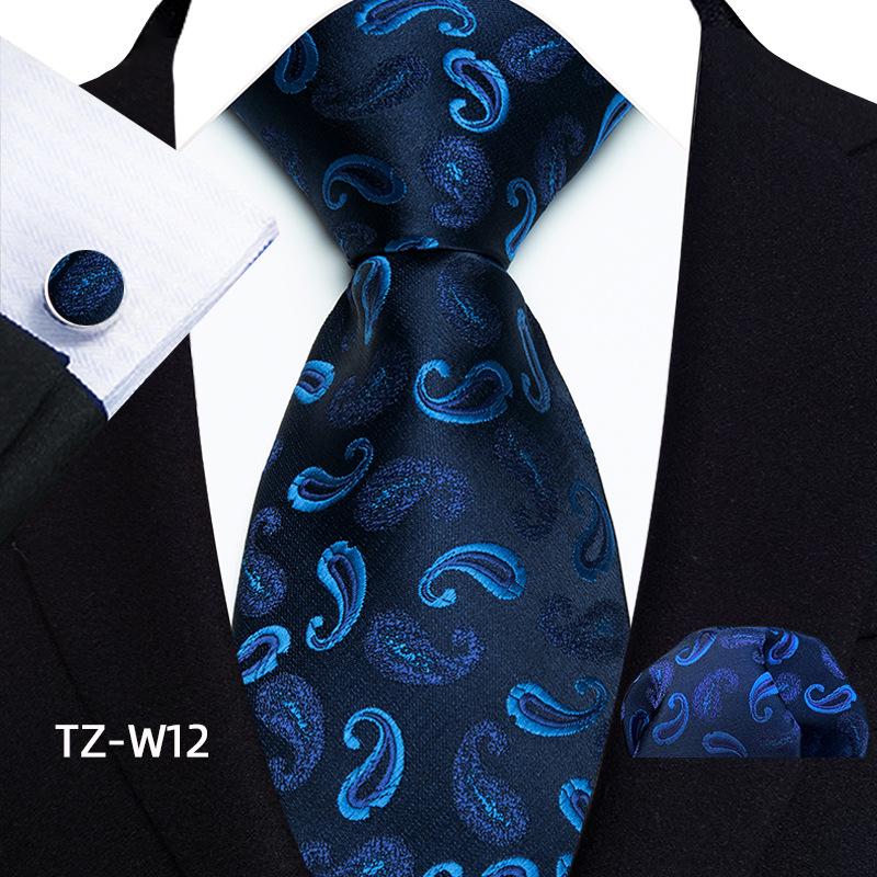 Мужской галстук с цветочным, полосатым и пейсли узором, набор с нагрудным платком и запонками - издание 2025