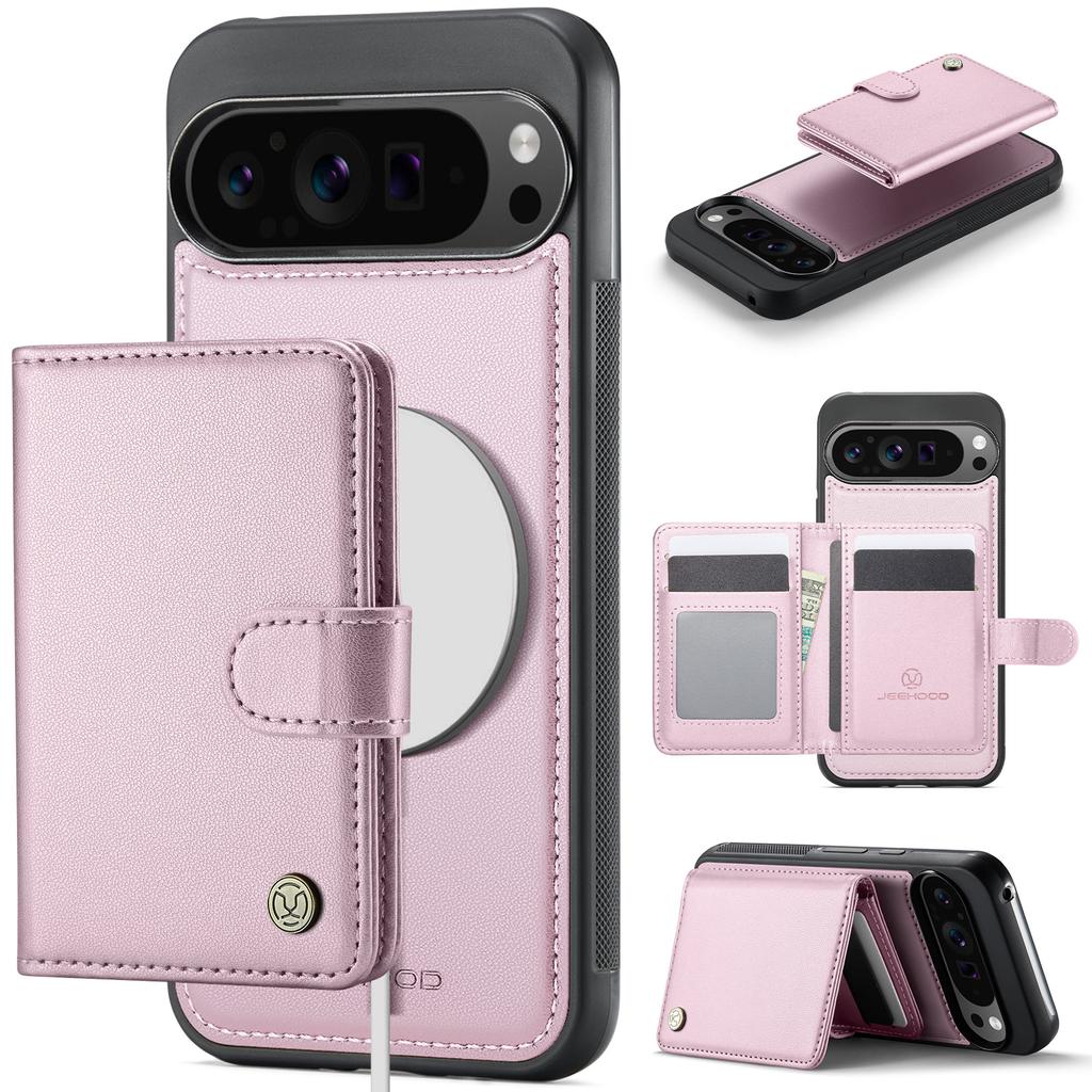 For Google Pixel 9 Pro XL Case JEEHOOD J09 RFID Blocking Card Holder Leather Back Phone Cover Magnetic Case