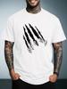 Unisex White Short Sleeve Summer Fashion Tee Black Beast Claw Scratch Mark Graphic Crew Neck Loose Casual Male Street Tops
