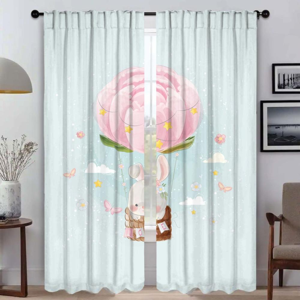 Cute Animals Shades Kitchen Curtains 2 Pieces Home Interior Curtains for Camera Blackout Curtain Tulle for Bedroom Partition