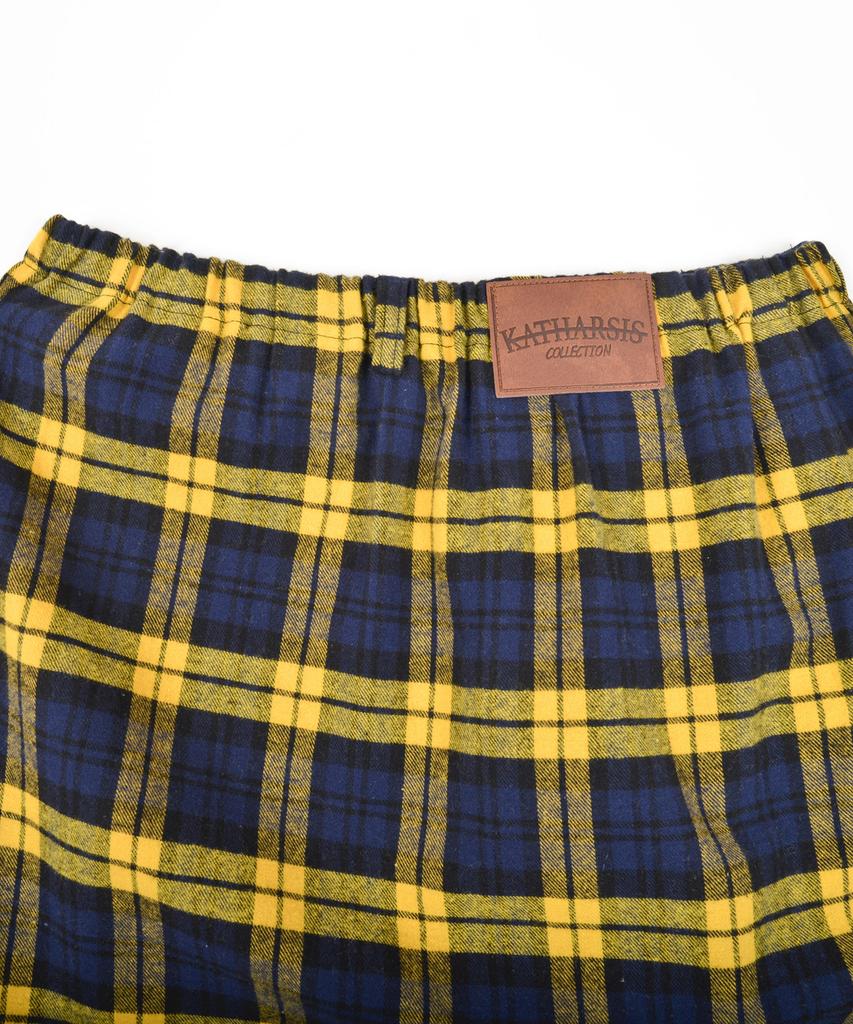 Catharsis Check Belted Elastic Long Skirt Yellow One Size