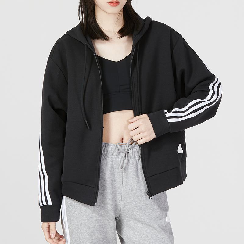 Adidas Толстовка с капюшоном Essentials с 3 полосками и молнией во всю длину, черная HT4715