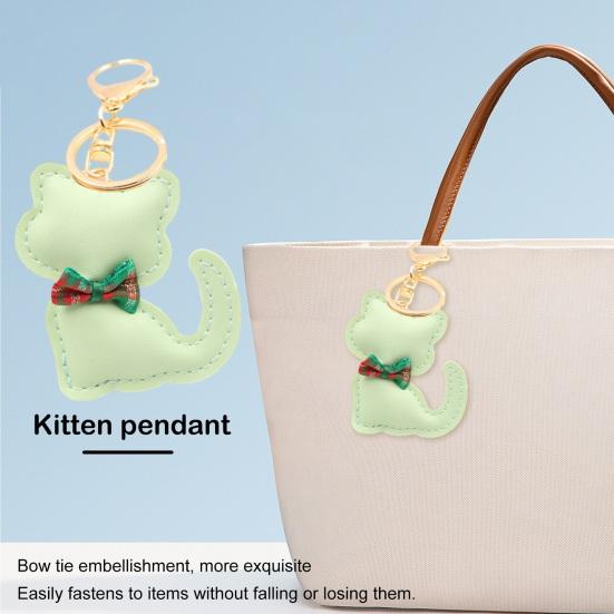 Брелок-кулон с мультяшным котом и бантом, декор из искусственной кожи, очаровательный брелок с котенком, изящная подвеска для сумки