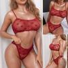 Ladies Fashion Sexy Love See-through Mesh Seductive Sexy Lingerie Set