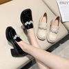 Spring Thick Heel Small Leather Shoes Women's Retro Single Shoes Round Head Lolita Daily Women