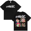 Рок-группа Gorillaz Винтажные Мультяшные Графические Футболки Мужские Женские Мода Готическая Оверсайз Футболка Повседневная Хлопковая Футболка с Коротким Рукавом