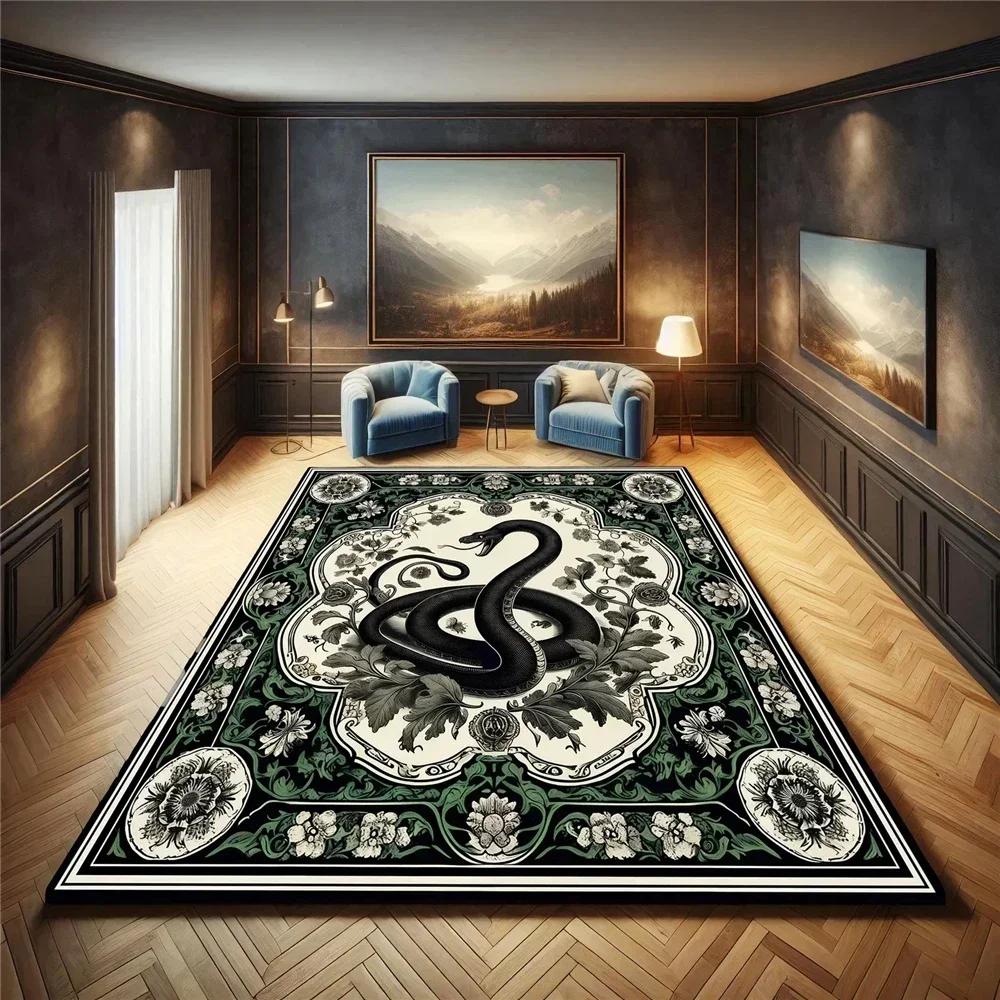 Snake Animal Pattern Rugs Serpent Pattern Rugs Classic Gothic Rug Non Slip Washable Floor Carpet for Living Room Bedroom