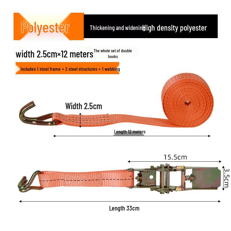 Ремни-трещотки для крепления груза на грузовике с двойным крюковым креплением и стальным натяжителем