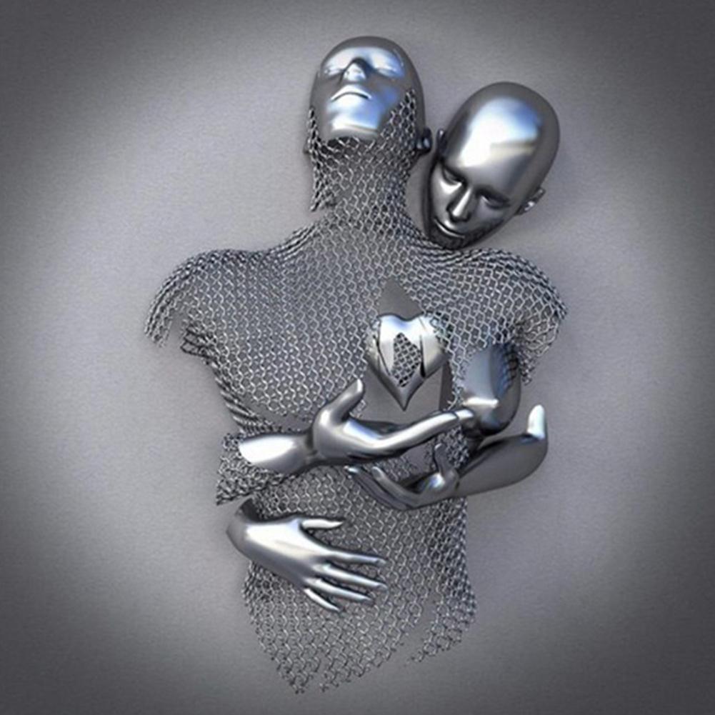 Абстрактная стальная проволока металлическая статуя скульптура пара подвесная картина высокое разрешение спрей печать холст картина ядро -1 пара