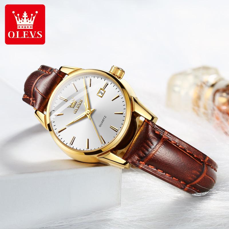OLEVS Dual Calendar Waterproof Couple Women's Watch - Non-Mechanical