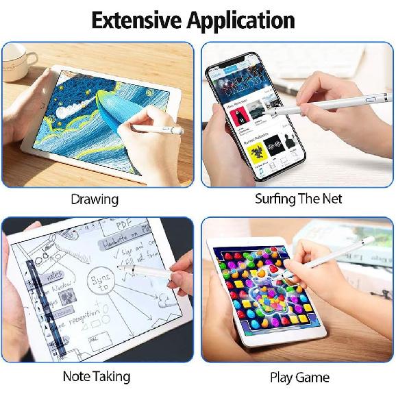 Активный стилус, совместимый с Apple, Стилусы для сенсорных экранов, Цифровой стилус с тонким наконечником 1,5 мм, Перезаряжаемый стилус для iPad/iPad