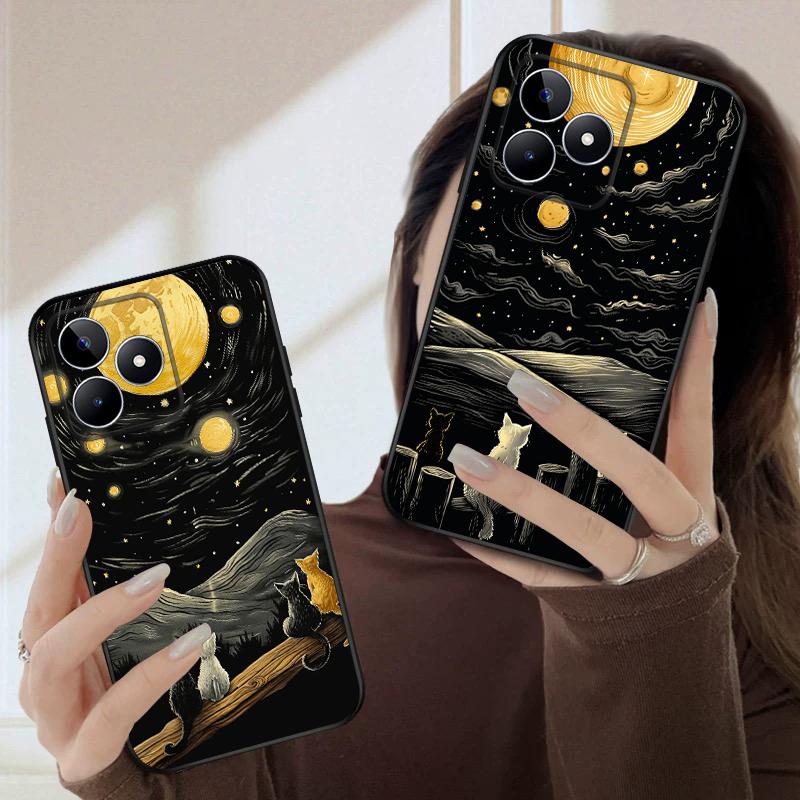 Фоновый Кот Для Oppo Realme 11 12 12X 14 Pro Plus 8 C55 C63 65 67 75 51 53 GT 2 7 Neo 3 5 SE 7 50 силиконовый мягкий чехол для телефона