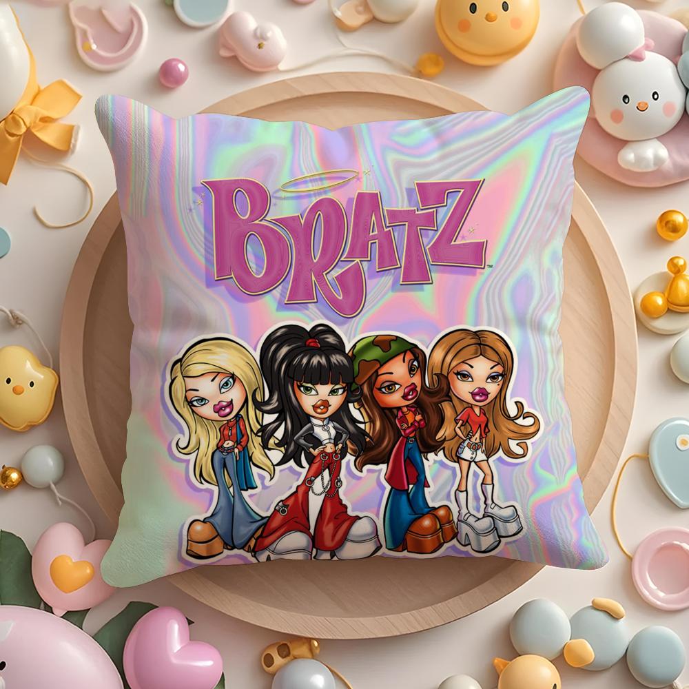 PIKPAKA Fashion BBratz MMask Gir Cushion Cover Plush Fabric Soft DoubleSided Printed Sofa Warm Winter Home Gift Pillow Cover