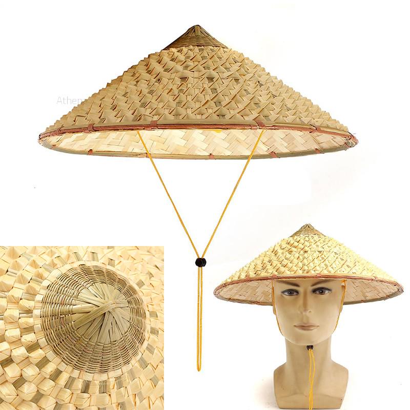 Peigu Oriental Vietnamese Chinese Asian Straw Cone Shaped Fishing Sun Rice Bamboo Hat