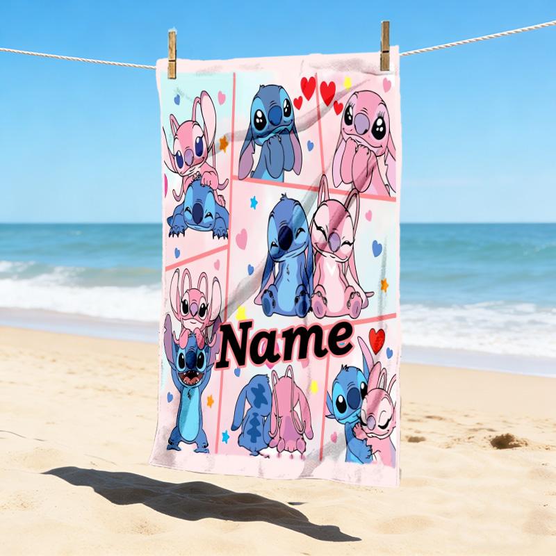 Custom Name Stitch & Scrump Stylish Digital Printing Beach Towel Quick‑Drying Absorbent Blanket for Beach Pool Gym Travel