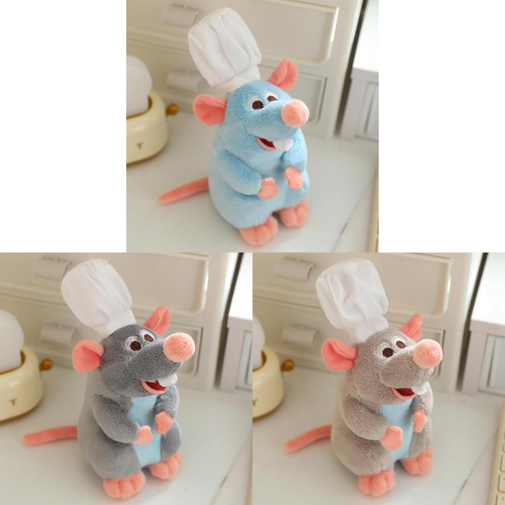 Charming Gray And Blue Plush Mouse Doll Fluffy Stuffed Animal For Collectors