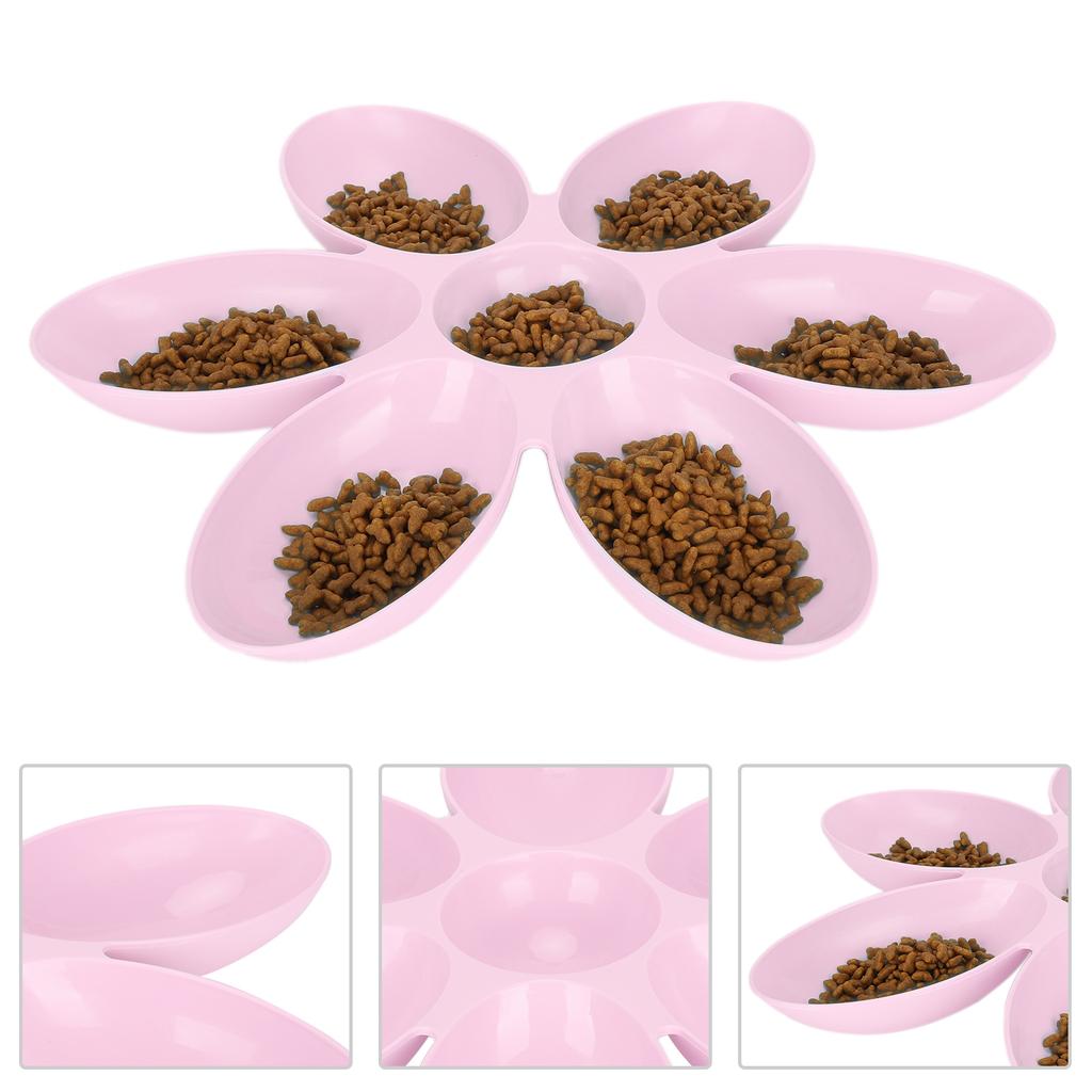 Cat Bowls FoodGrade Flower Petals Shaped 6 Grids Pet Feeding Bowl for Food and Water