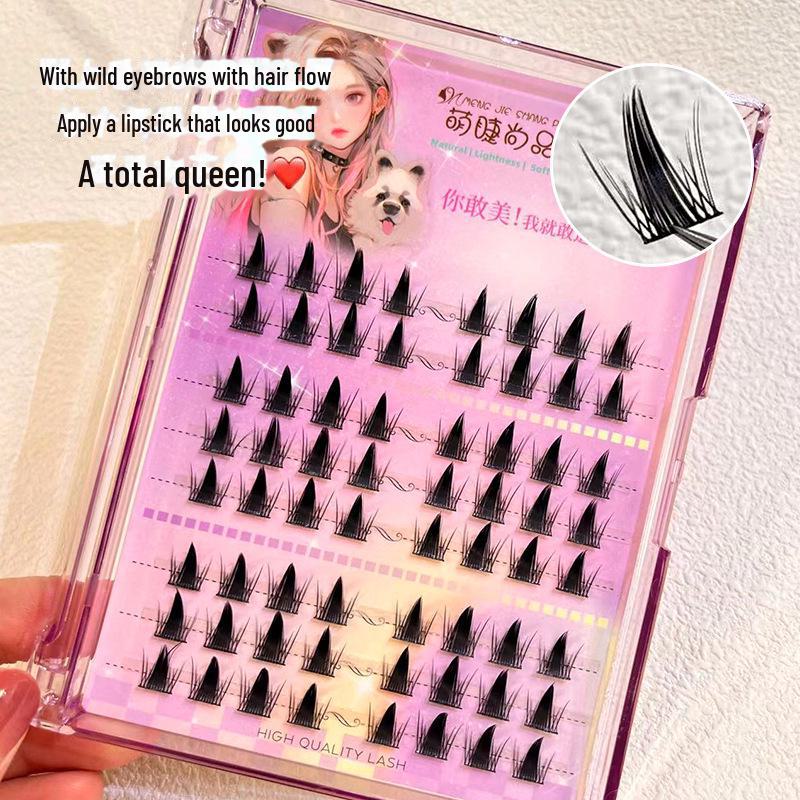 Накладные ресницы Menglash Naughty Elf — в стиле мультяшной Барби, естественный вид, густые сегментированные пучки.