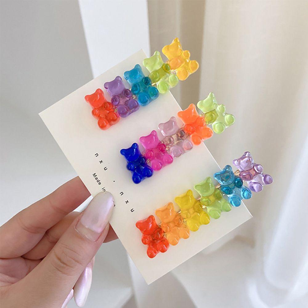 Hair Accessories Girls Women Duckbill Jelly Bear Hairpin Candy Color Barrette Colorful Hair Clip