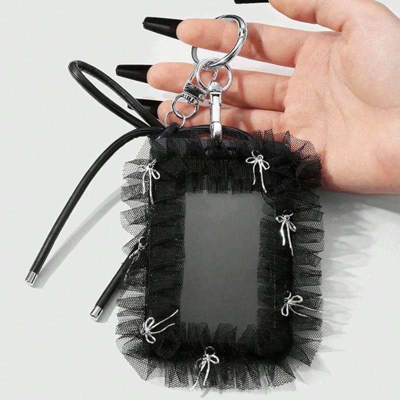 Элегантный Держатель для Бейджа Готский Бант Брелок Бусины Кружево Шарм для Карты Аксессуар Альтернативная Мода Брелок