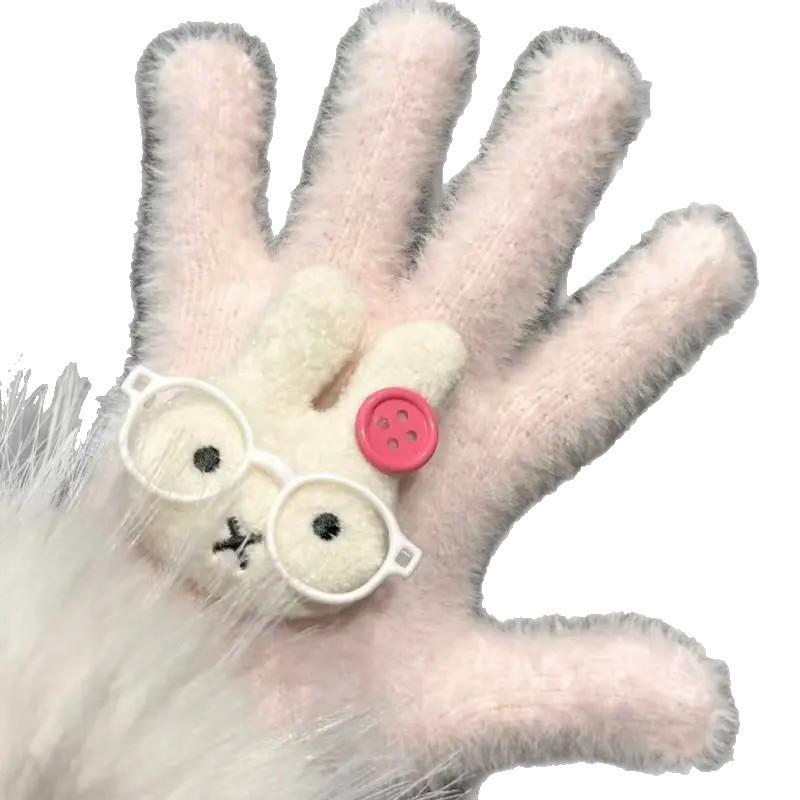 Женские велосипедные перчатки Miffy: Милый, теплый дизайн из кораллового флиса с мотивом кролика