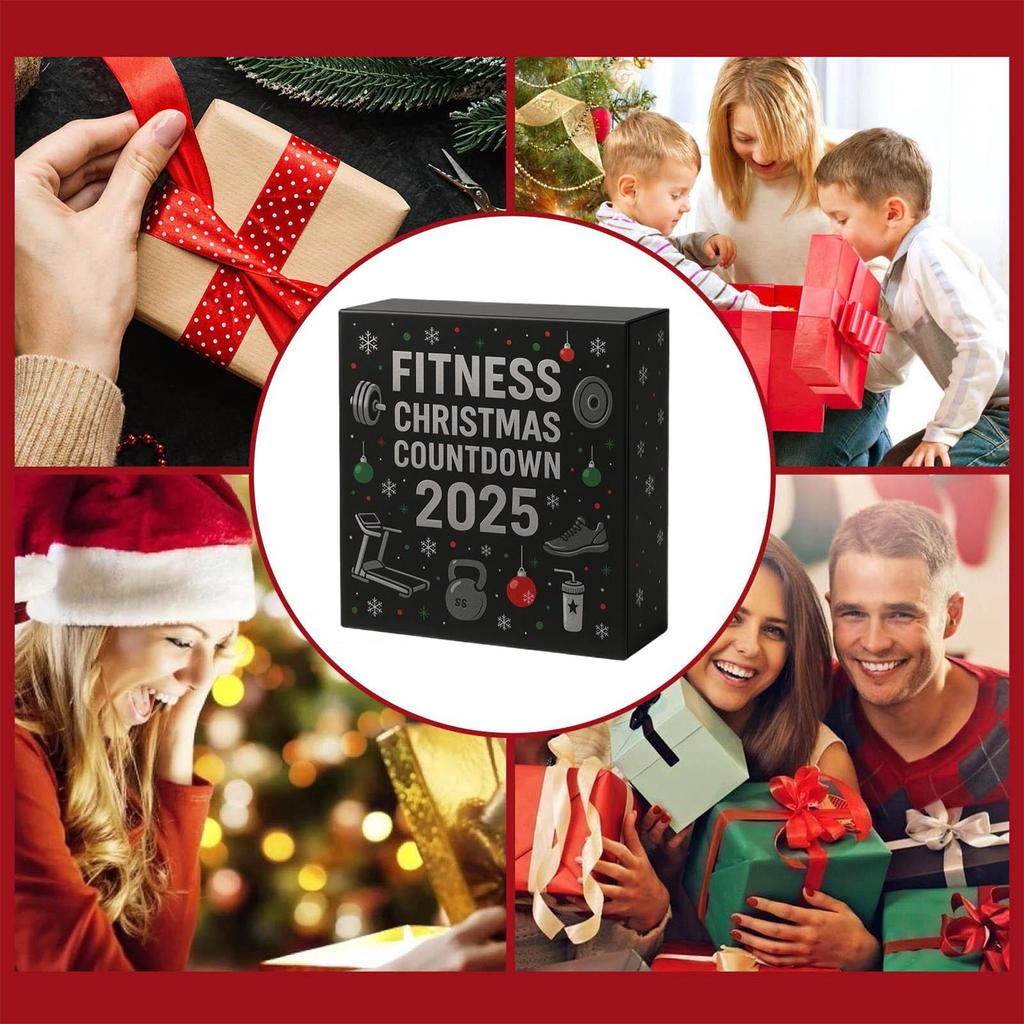 Christmas Countdown Calendar 2025 Fitness Gym Theme 24 Days 2D Acrylic Ornaments for Christmas Tree Decorations Party Supplies