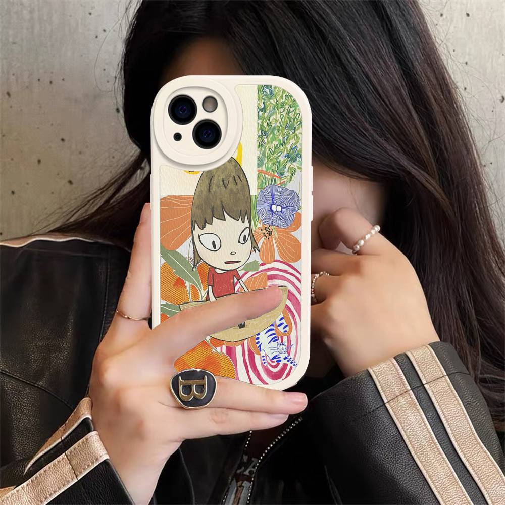 Y-yoshitomo Nara-A Ретро-искусство Чехол для телефона из ПУ-кожи Для IPhone 16 15 14 13 12 11 Pro Max Plus Задняя часть Fundas