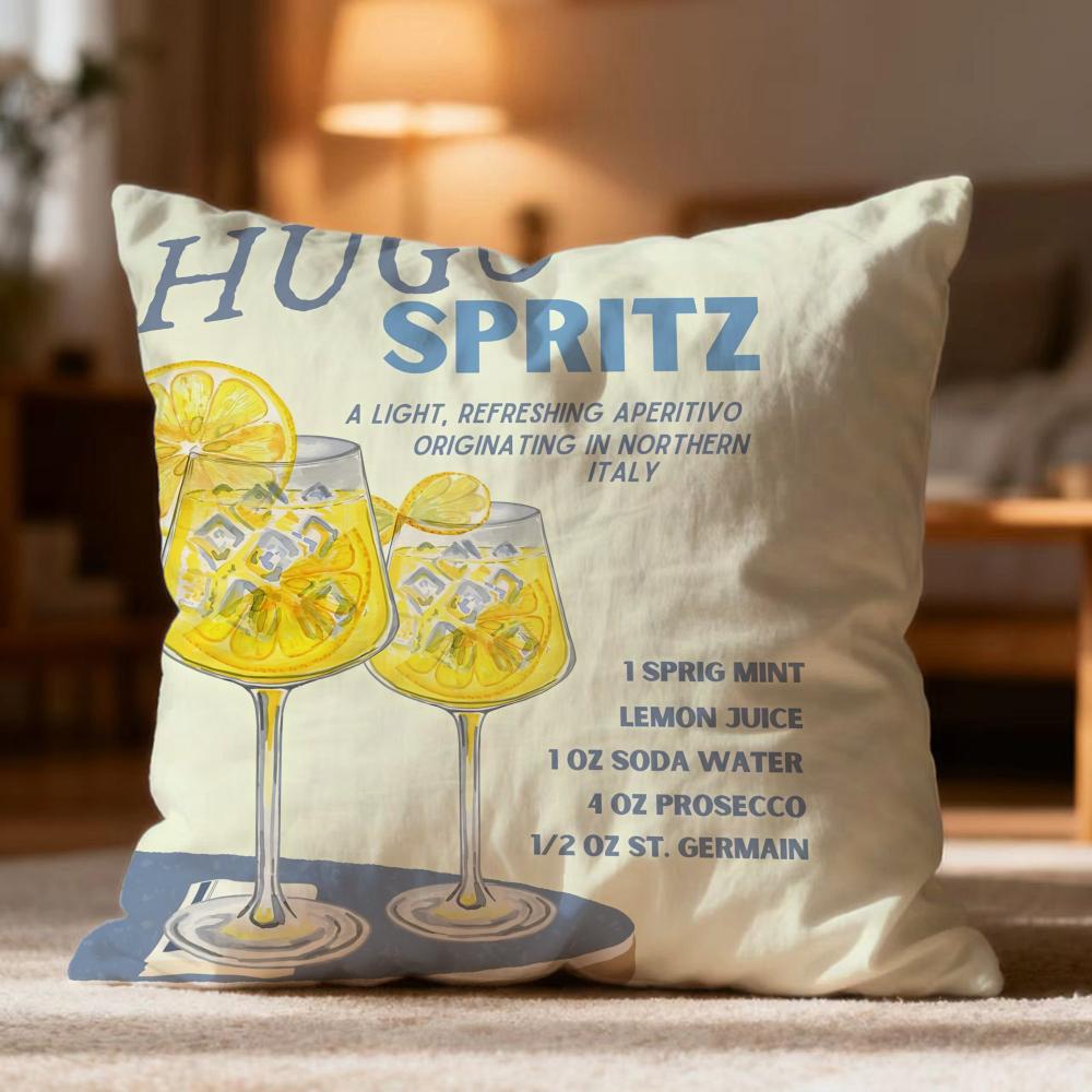 Popular H-Hhugo spritz cocktailed Cushion Cover Soft Washable Pillow Case Multi-Scene for Couch Bed Travel Office Use