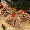 Christmas Decoration Tray Wooden Dessert Board Christmas Tree Shape Fruit Plate Snacks Cake Food Tray Xmas Tableware