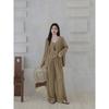 Plus-Size Women's Clothing for Slightly Chubby Girls, Casual Style Linen Vest, Cardigan, T-Shirt, and Pants Three-Piece Set