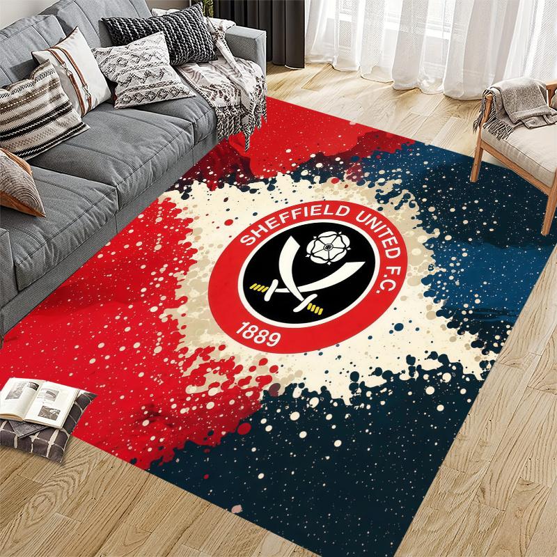 Sheffield United Flannel Pattern Square Carpet,Area Rug,Carpet Rug for Living Room Bedroom Sofa Playroom Decor,Non-slip Floor Mat