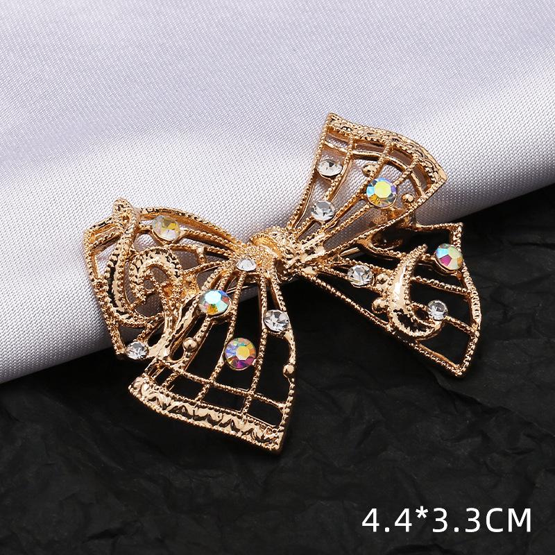 Модная брошь с бантом: Металлические украшения с жемчугом и стразами в виде цветка