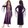Kids Girls Long Sleeve Victorian Medieval Long Dress Velvet Palace Queen Princess Halloween Cosplay Costume