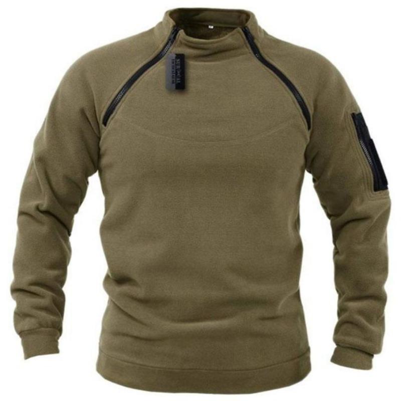 Мужская толстовка с воротником-стойкой, свитер, пуловер, теплая тактическая рубашка-борцовка для активного отдыха