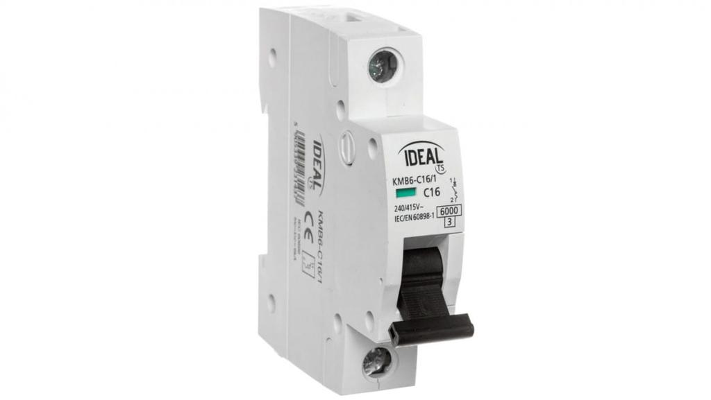 Circuit breaker 1P C 16A 6kA AC KMB6-C16/1 VDE 23143