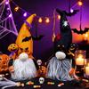 Indoor Window Display Props Halloween Light Up Gnome Decoration, Spooky Orange Black Swedish Tomte Elf Figurine, Soft Polyester Holiday Crafts