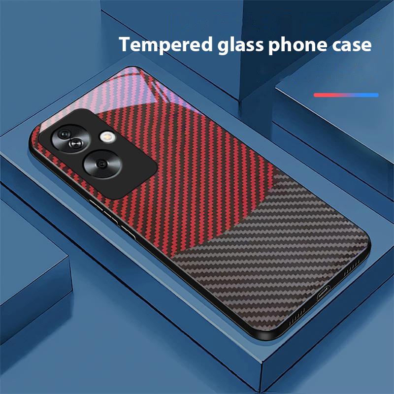 Двухцветные полосы для Oppo A79 5G 58 78 74 60 4G Reno 11F Realme GT 6 11 Note 50 10 C55 X2 Закаленное стекло Черный чехол для телефона