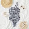 Цельный купальный костюм на одно плечо, женский облегающий купальный костюм с леопардовым принтом и вырезом для похудения