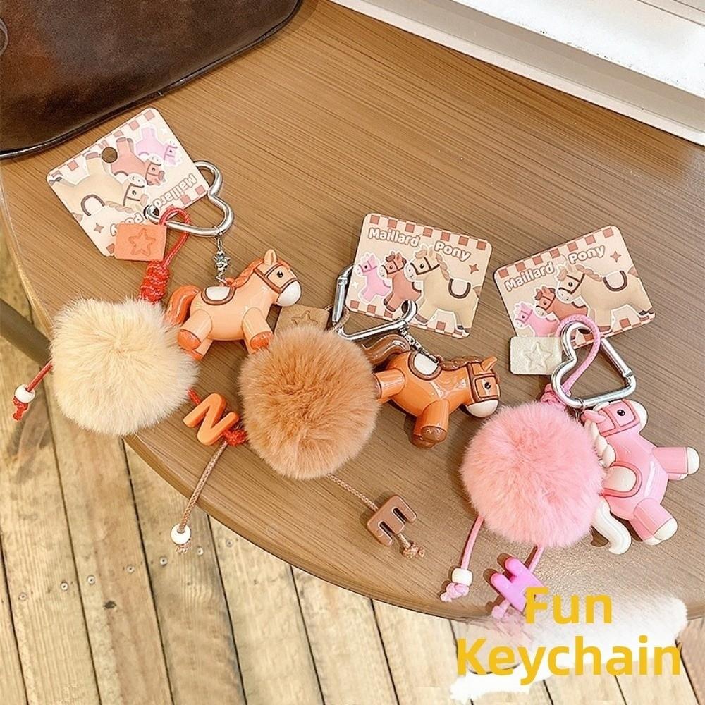 with Ball Horse Keychain Chinese Style New Year Keyring Cute Plush Pony Keychain  Kids Gifts