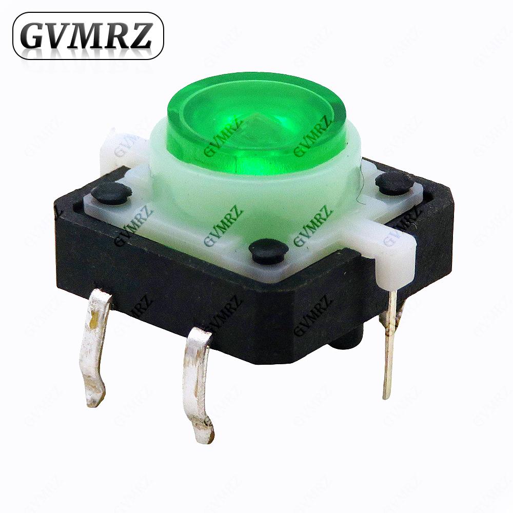 5PCS 12X12X7.3 Tactile Push Button Switch Momentary Tact LED 5 Color 12X12X7.3mm 12*12*7.3mm yellow,red,blue,green,white each 1