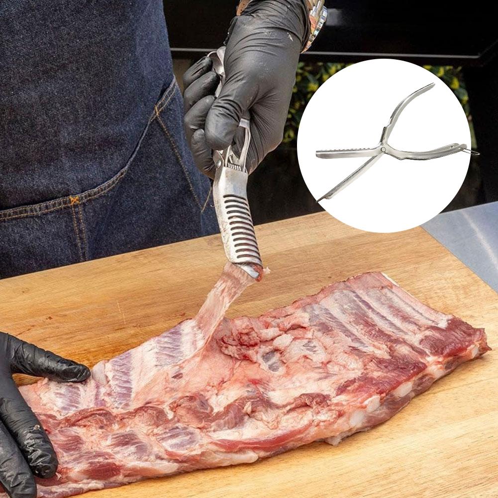 1/2/3Pcs Stainless Steel Rib Prep Pro Rib Membrane Remover Tool Rib Membrane Remover Grilling Tools Kitchen Rib Preparation Tool