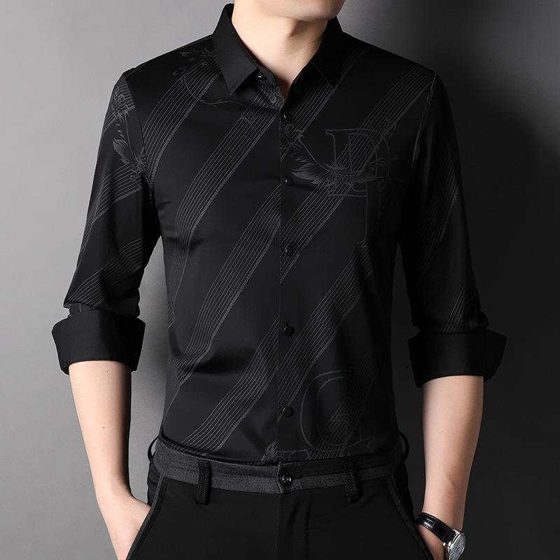 Рубашка с длинными рукавами, тонкий кардиган из ледяного шелка, весна и осень, новый стиль, повседневная рубашка для молодежи и людей среднего возраста