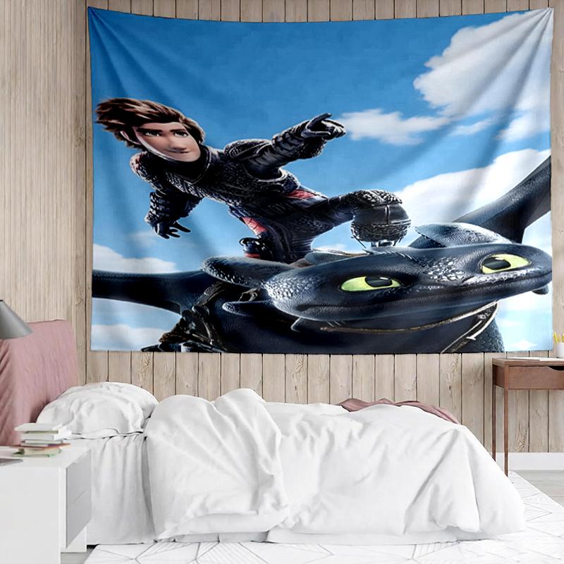 Dragon Print Tapestry, Backdrop, Easy Setup, Ideal for Bedroom, Office & Living Room, with Aesthetic Wall Hanging Decor.